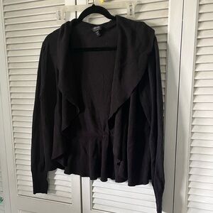 Nicole Miller Black Draped Open-Front Cardigan